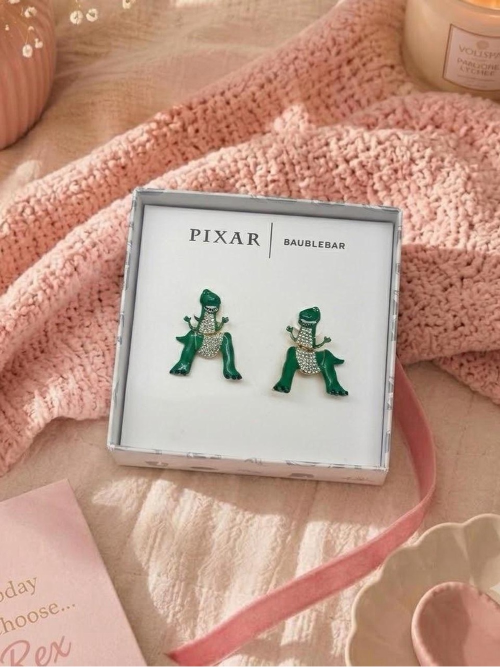 Pixar x BaubleBar Toy Story Rex Dinosaur Rhinestone Stud Earrings
